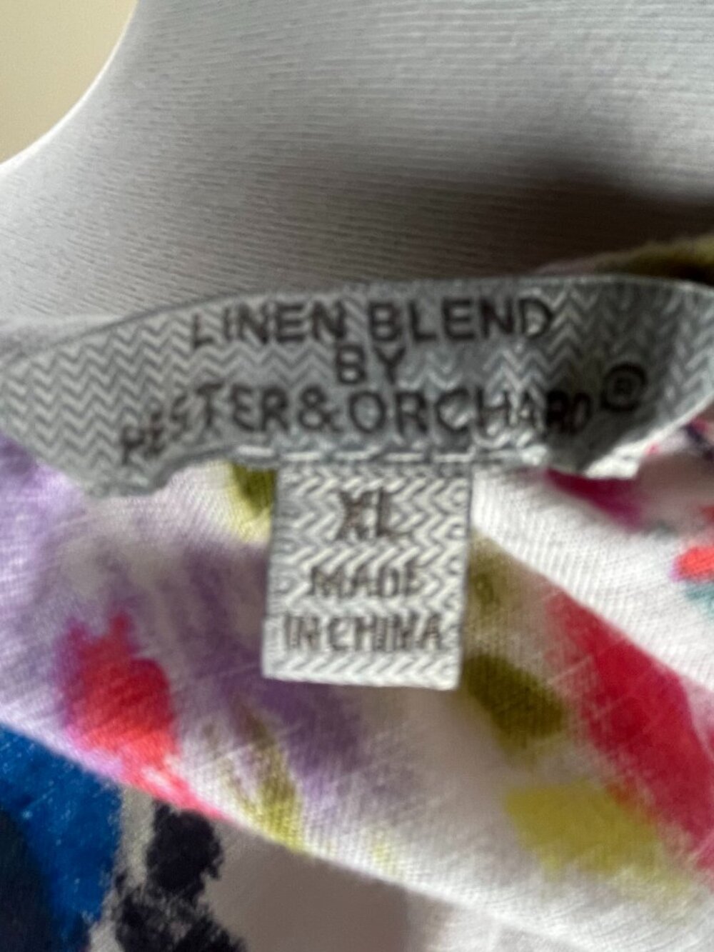 Hester & Orchard Women's Cap Sleeve Linen Blend Top Blouse Size XL Pink Blue - Picture 7 of 9